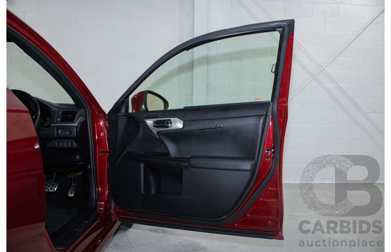 4/2012 Lexus CT200h Hybrid F-Sport ZWA10R 5d Hatchback Red 1.8L