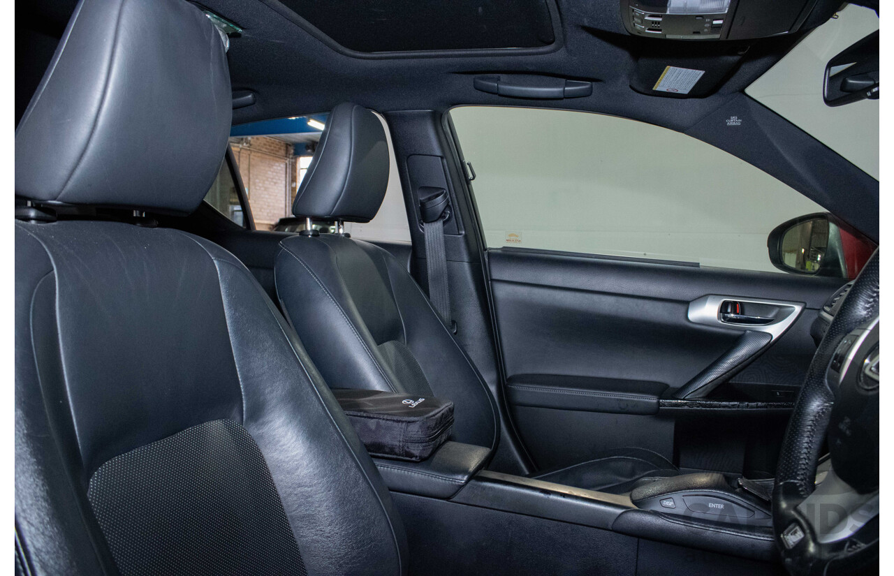 4/2012 Lexus CT200h Hybrid F-Sport ZWA10R 5d Hatchback Red 1.8L