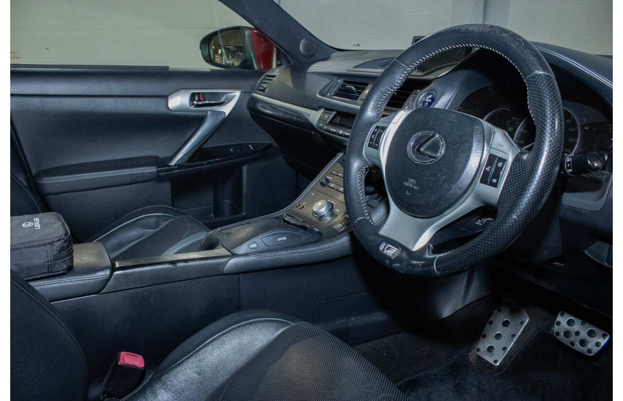 4/2012 Lexus CT200h Hybrid F-Sport ZWA10R 5d Hatchback Red 1.8L