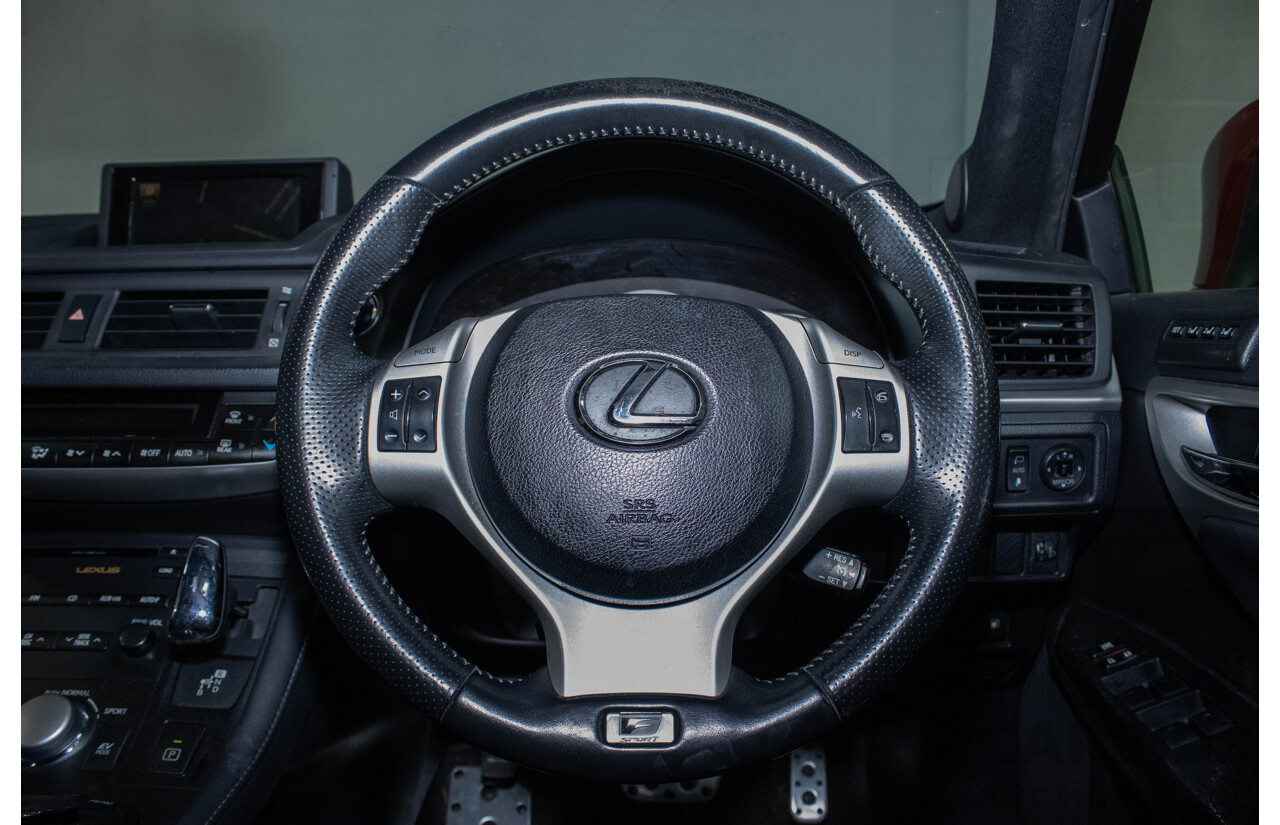 4/2012 Lexus CT200h Hybrid F-Sport ZWA10R 5d Hatchback Red 1.8L