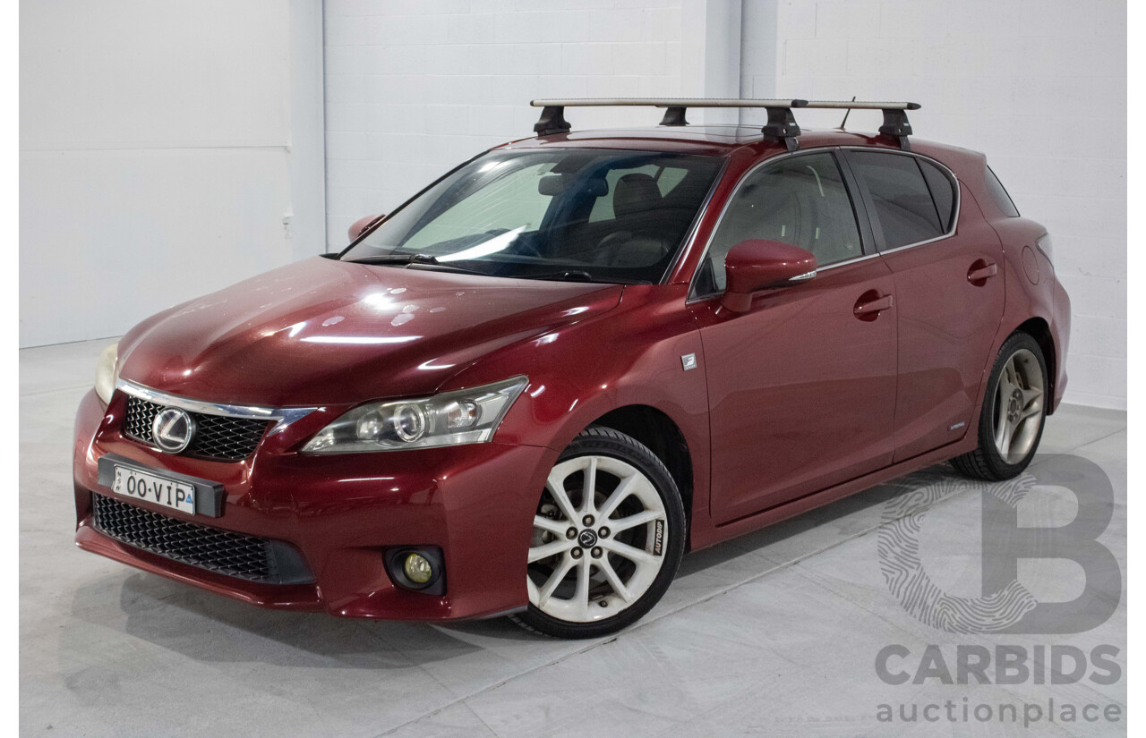 4/2012 Lexus CT200h Hybrid F-Sport ZWA10R 5d Hatchback Red 1.8L