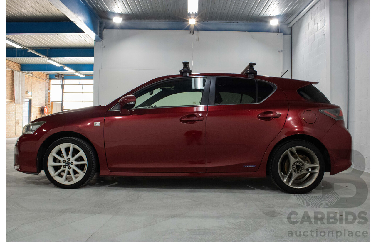 4/2012 Lexus CT200h Hybrid F-Sport ZWA10R 5d Hatchback Red 1.8L