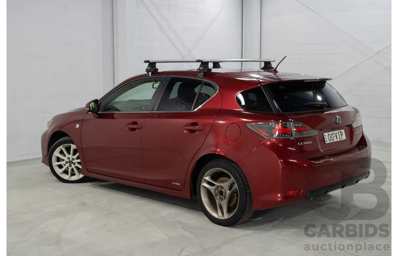 4/2012 Lexus CT200h Hybrid F-Sport ZWA10R 5d Hatchback Red 1.8L