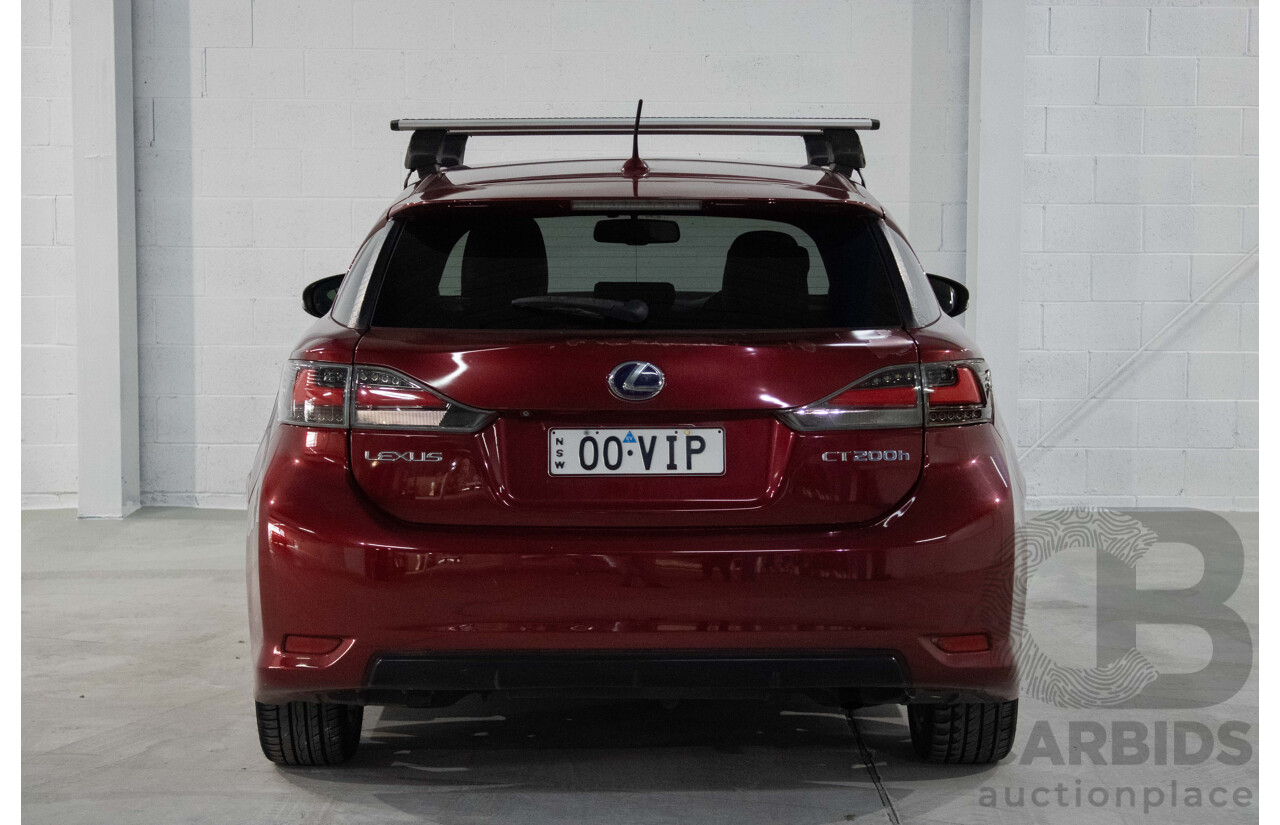 4/2012 Lexus CT200h Hybrid F-Sport ZWA10R 5d Hatchback Red 1.8L
