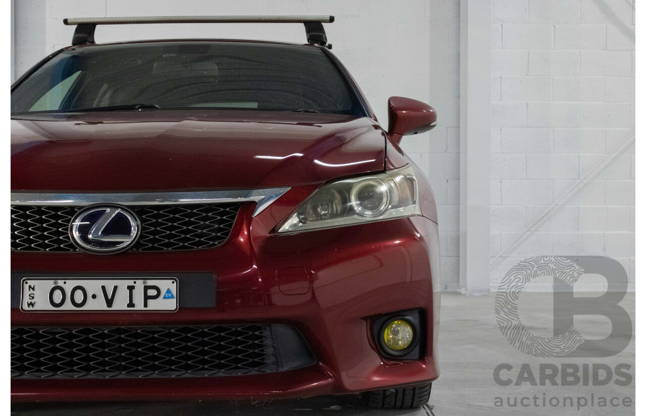 4/2012 Lexus CT200h Hybrid F-Sport ZWA10R 5d Hatchback Red 1.8L