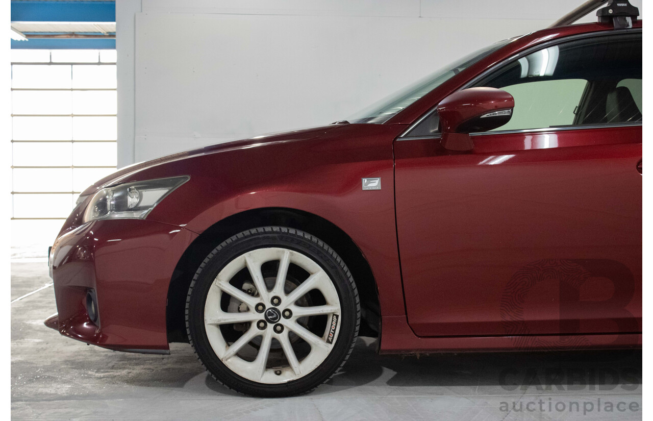 4/2012 Lexus CT200h Hybrid F-Sport ZWA10R 5d Hatchback Red 1.8L