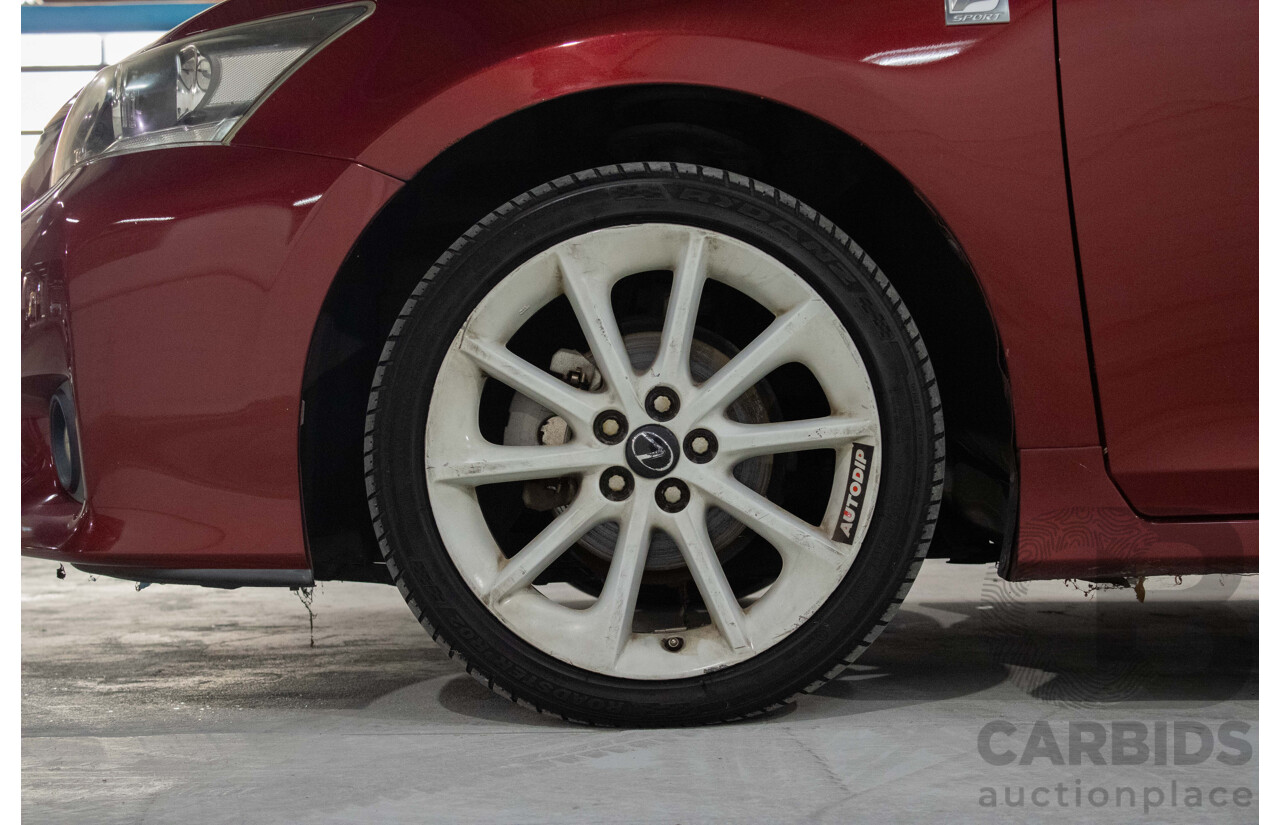 4/2012 Lexus CT200h Hybrid F-Sport ZWA10R 5d Hatchback Red 1.8L