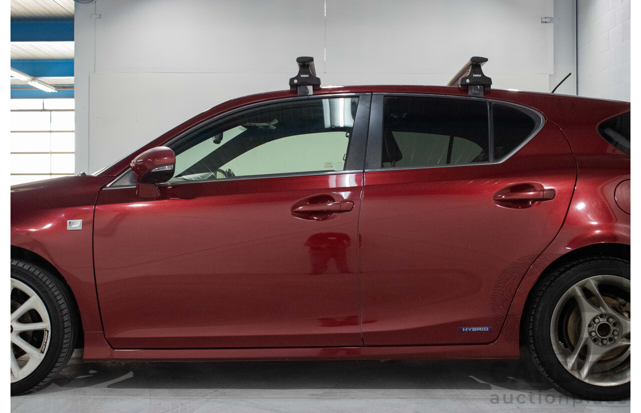 4/2012 Lexus CT200h Hybrid F-Sport ZWA10R 5d Hatchback Red 1.8L