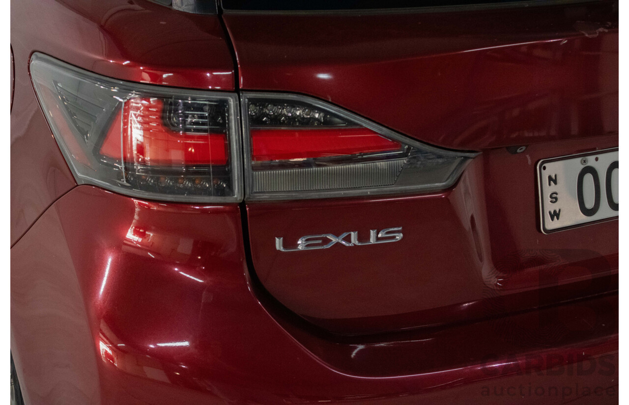 4/2012 Lexus CT200h Hybrid F-Sport ZWA10R 5d Hatchback Red 1.8L