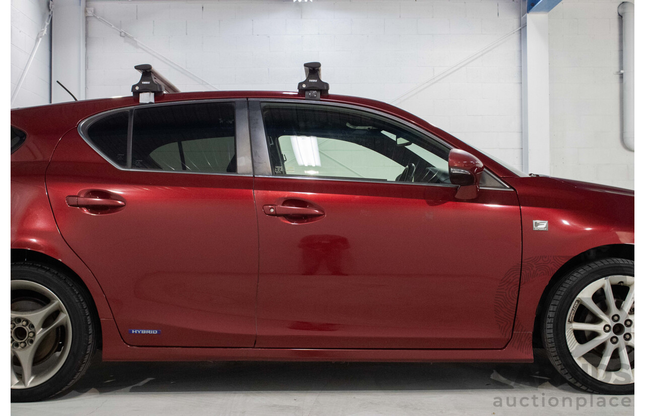 4/2012 Lexus CT200h Hybrid F-Sport ZWA10R 5d Hatchback Red 1.8L