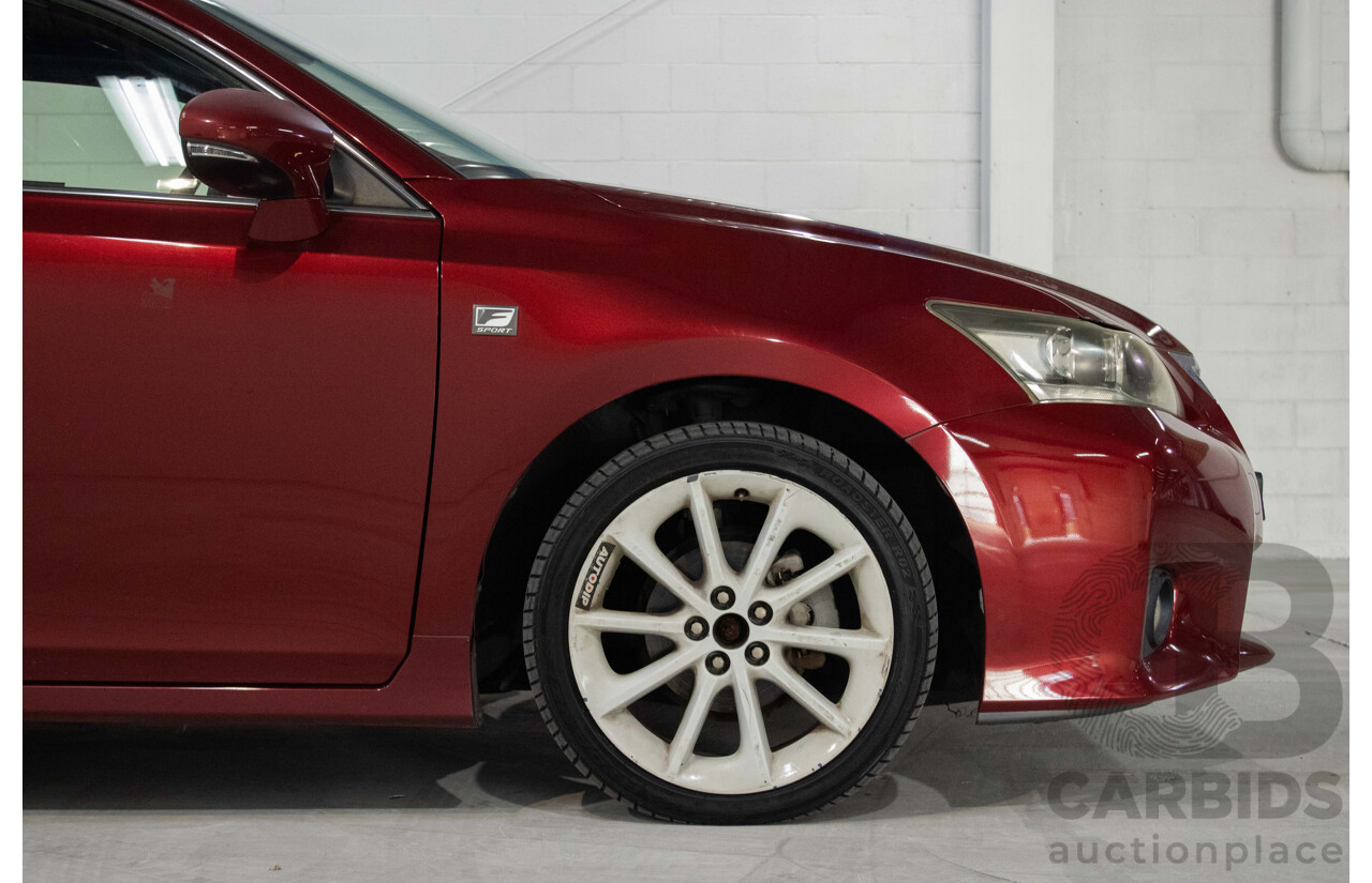 4/2012 Lexus CT200h Hybrid F-Sport ZWA10R 5d Hatchback Red 1.8L