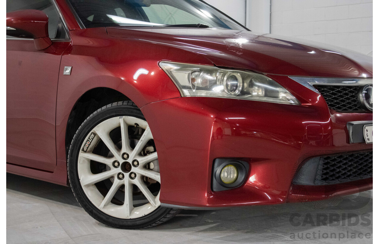 4/2012 Lexus CT200h Hybrid F-Sport ZWA10R 5d Hatchback Red 1.8L