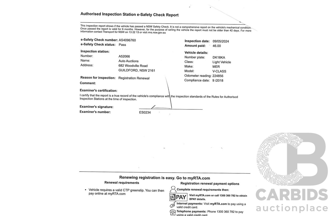 9/2018 Mercedes Benz V250d Avantgarde 447 4d Wagon Obsidian Black Metallic Turbo Diesel2.1L