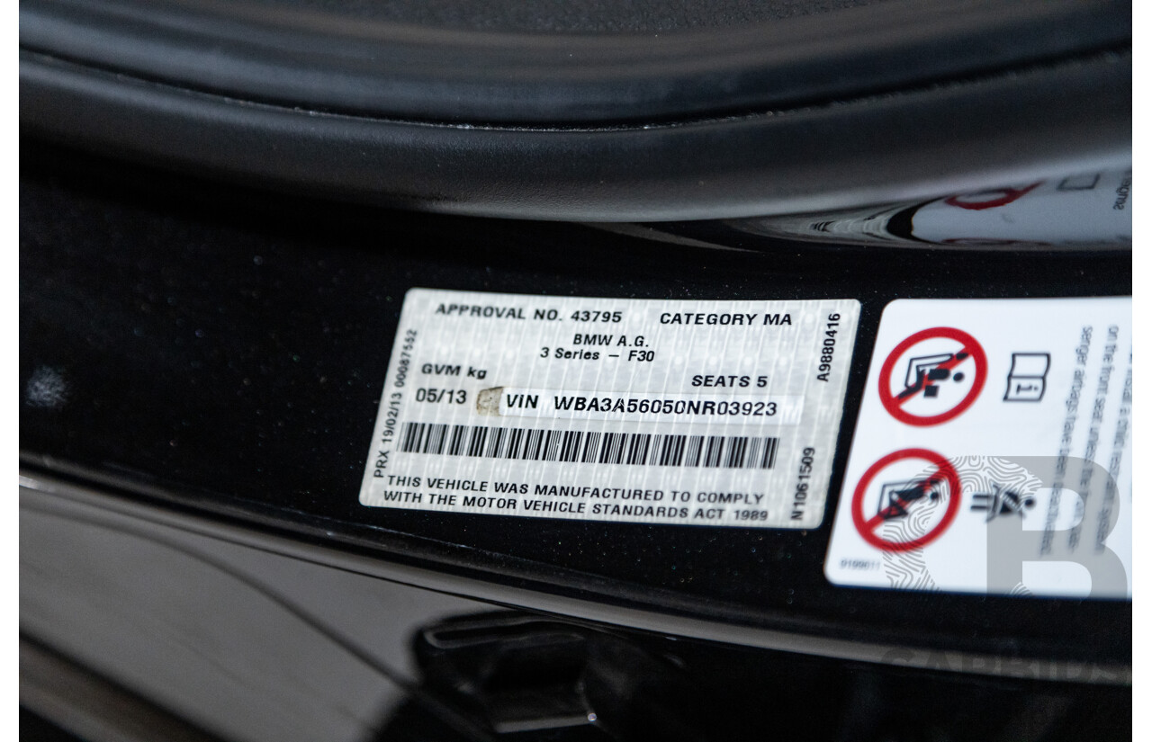 5/2013 BMW 328i Luxury Line F30 4d Sedan Metallic Black Turbo 2.0L