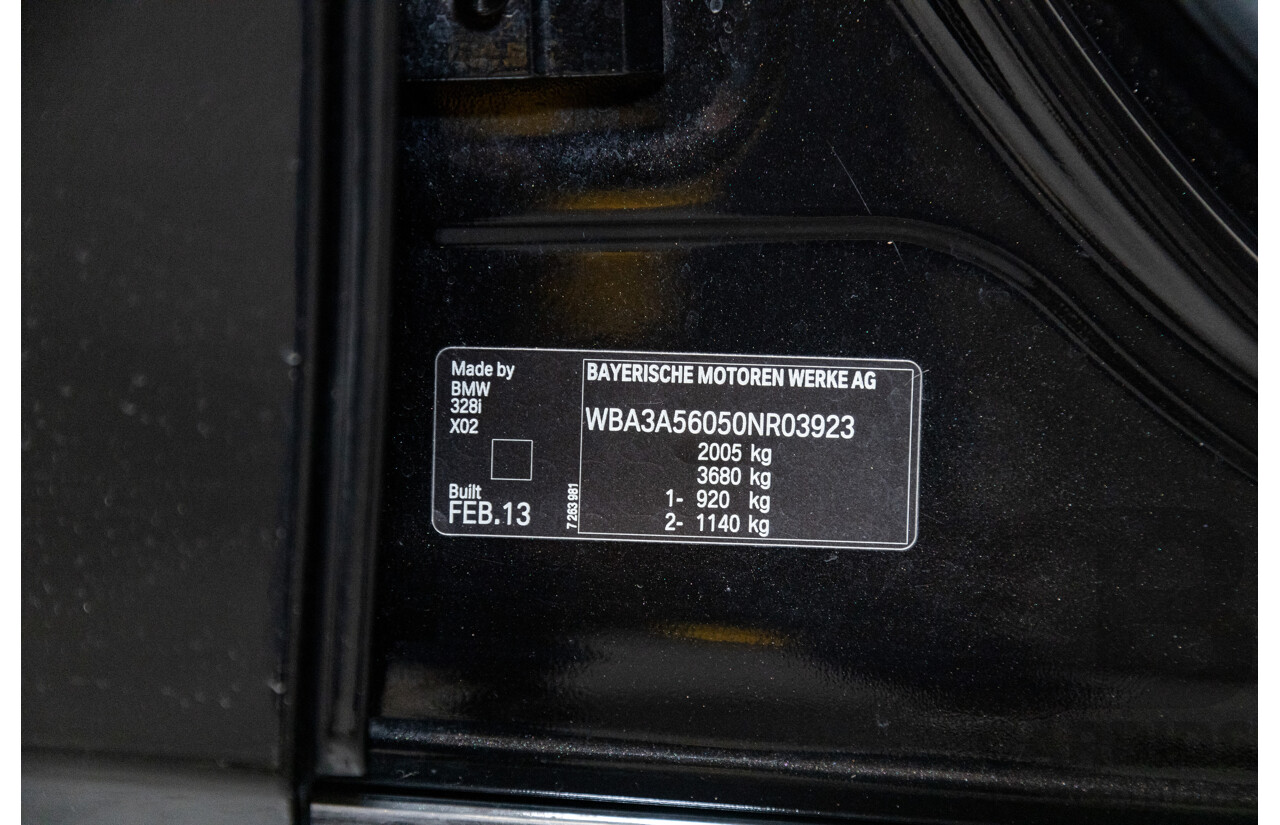 5/2013 BMW 328i Luxury Line F30 4d Sedan Metallic Black Turbo 2.0L