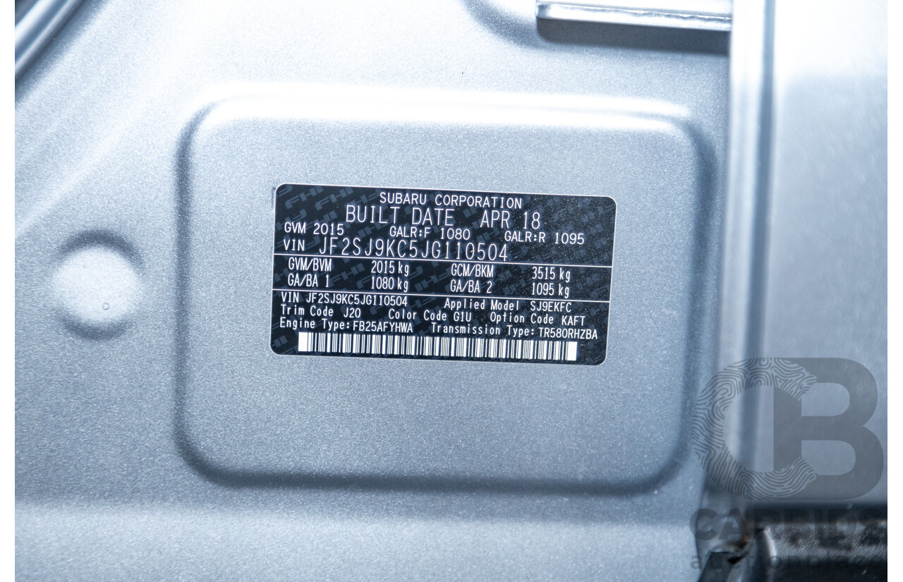 6/2018 Subaru Forester 2.5i-S (AWD) S4 MY18 4d Wagon Metallic Silver 2.5L