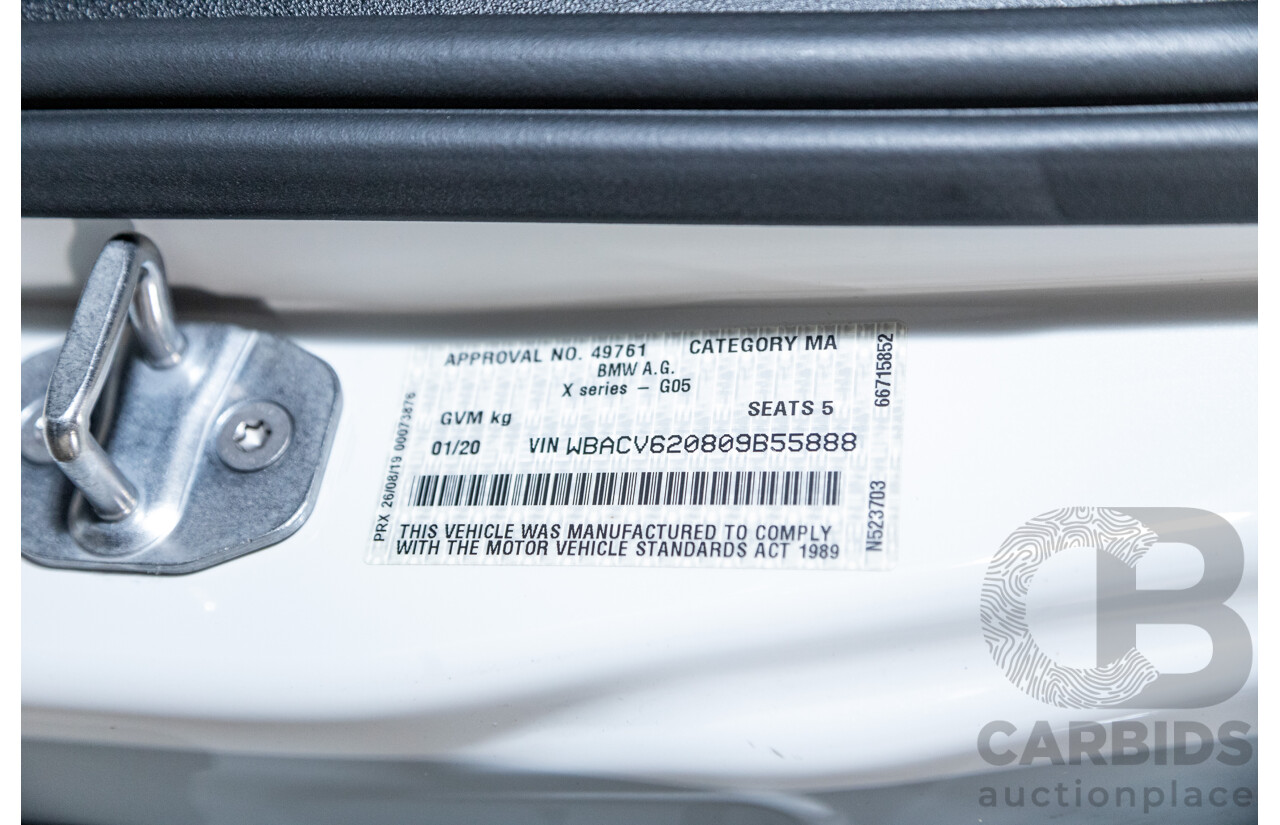 01/2020 BMW X5 X-Drive 30d M-Sport (4x4) MY20 G05 4d Wagon Mineral White Metallic Turbo Diesel 3.0L