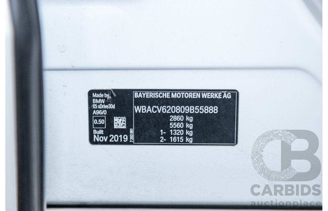 01/2020 BMW X5 X-Drive 30d M-Sport (4x4) MY20 G05 4d Wagon Mineral White Metallic Turbo Diesel 3.0L