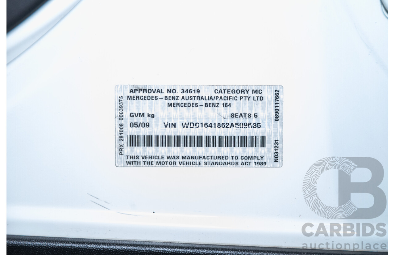 5/2009 Mercedes Benz ML350 (4x4) W164 09 UPGRADE 4d Wagon Calcite White V6 3.5L