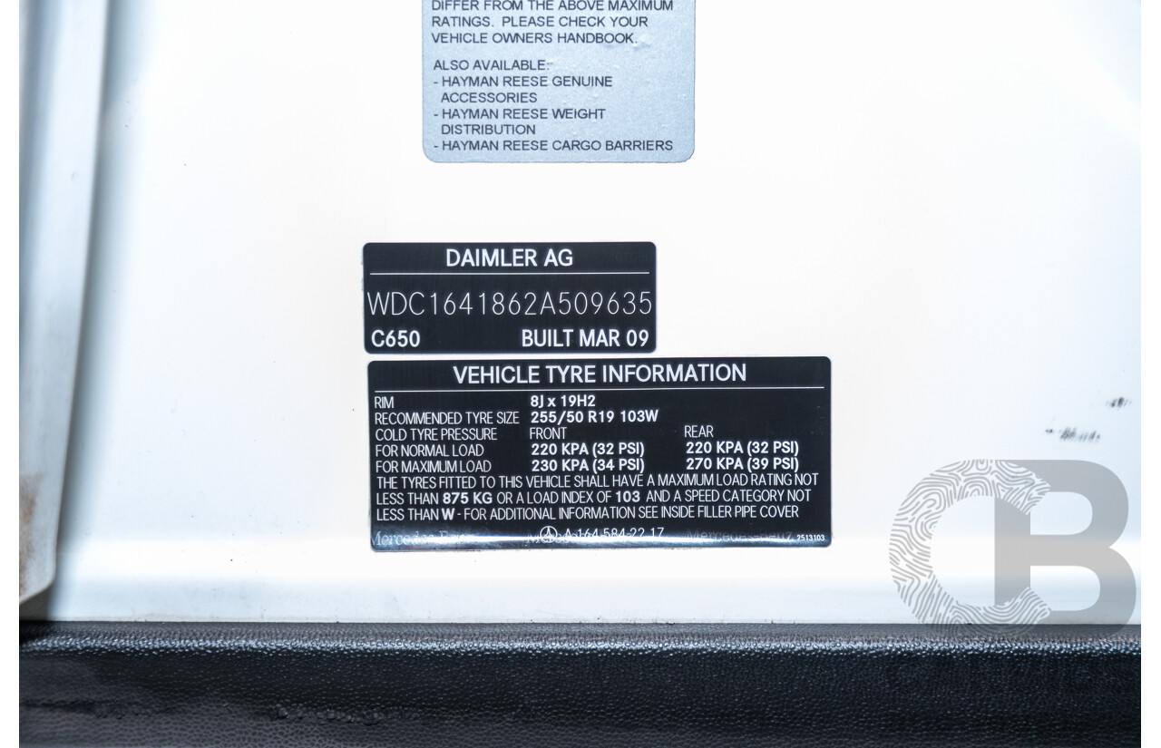 5/2009 Mercedes Benz ML350 (4x4) W164 09 UPGRADE 4d Wagon Calcite White V6 3.5L