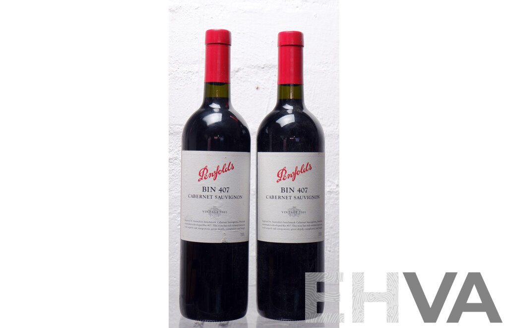 Penfolds Bin 407 Cabernet Sauvignon Vintage 2001 X 2