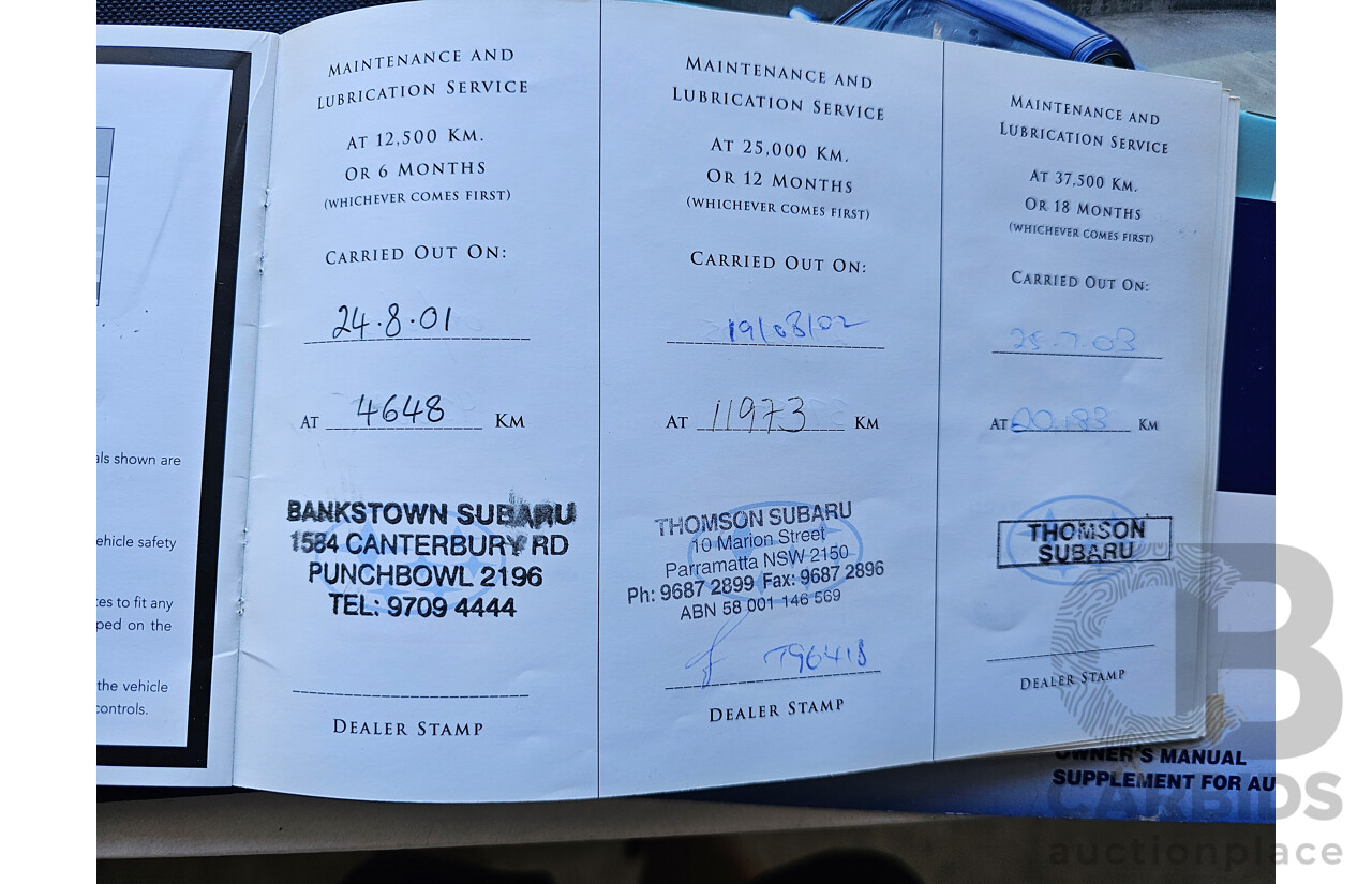 2/2001 Subaru Impreza RX (awd) MY01 4d Sedan Blue 2.0L