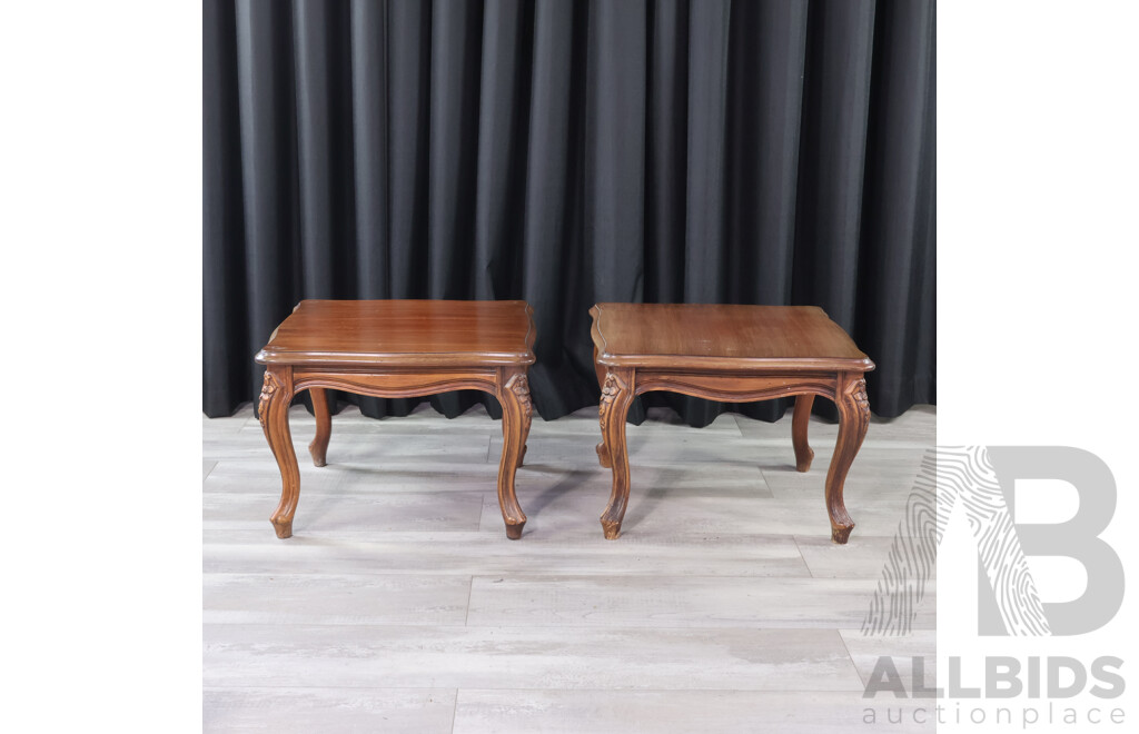 Pair of Carved Mahogany Side Tables