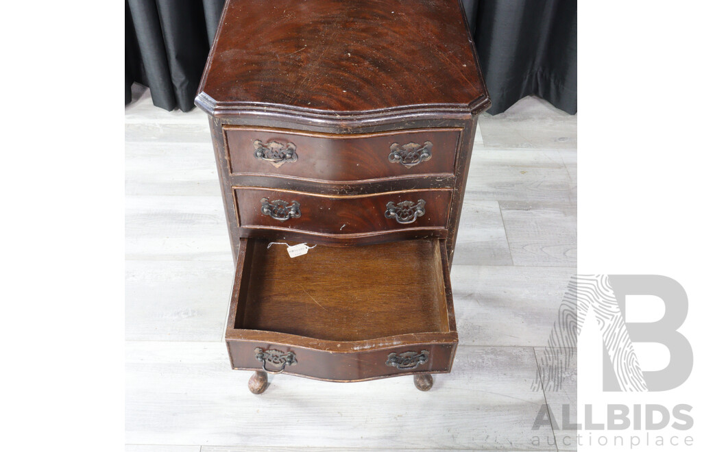 Queen Anne Style Four Drawer Bedside Chest