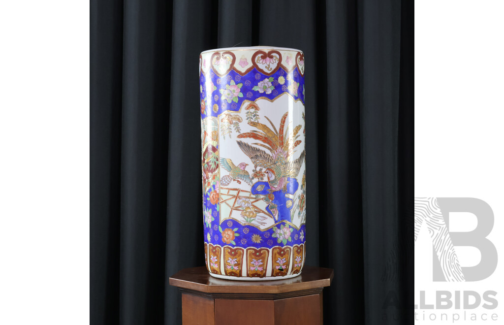 Chinese Glazed Imari Style Umbrella Stand