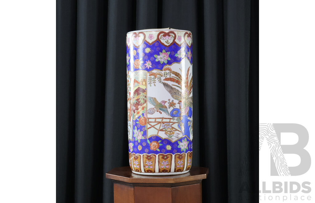 Chinese Glazed Imari Style Umbrella Stand