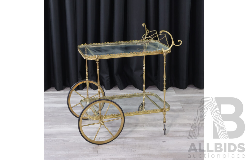 Italian Brass Two Tier Drinks Trolley