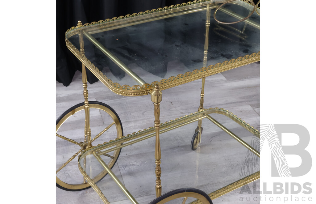 Italian Brass Two Tier Drinks Trolley
