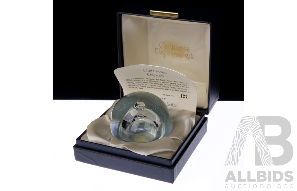 Vintage Limited Edition 127 of 400, Caithness Glass Paperweight, Rhapsody by Colin Terris in Original Box with Certificate of Authenticity