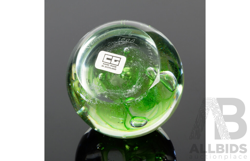 Vintage Limited Edition 376 of 1000, Caithness Glass Paperweight, Vortex by Colin Terris in Original Box with Certificate of Authenticity