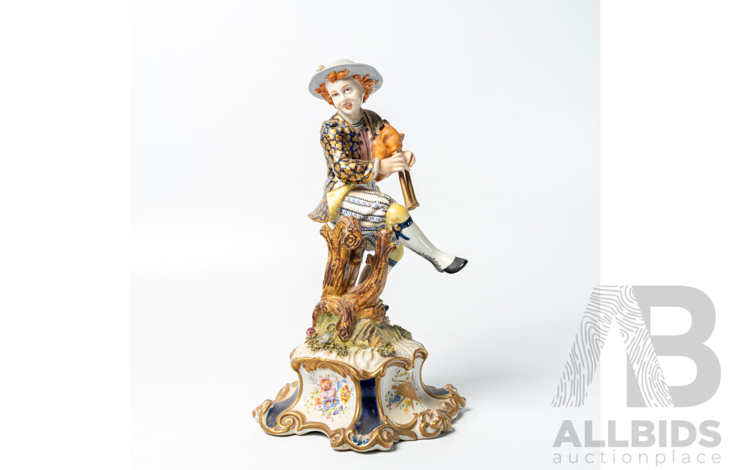 Vintage Italian Capodimonte Ceramic Figure of Peasant Piper