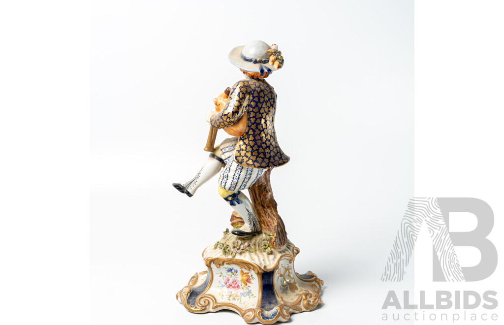 Vintage Italian Capodimonte Ceramic Figure of Peasant Piper