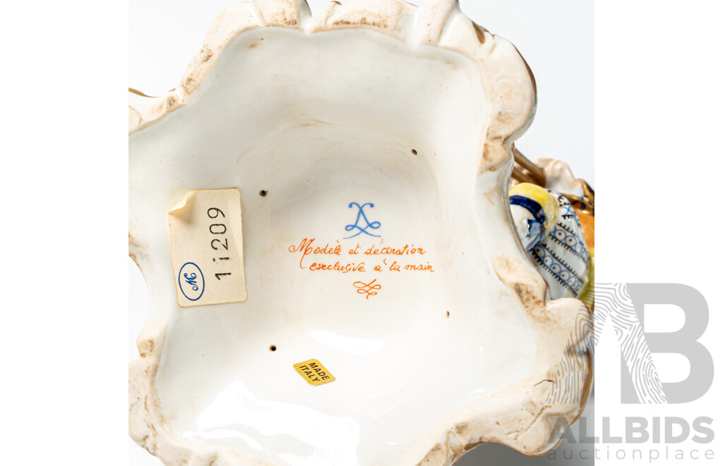 Vintage Italian Capodimonte Ceramic Figure of Peasant Piper