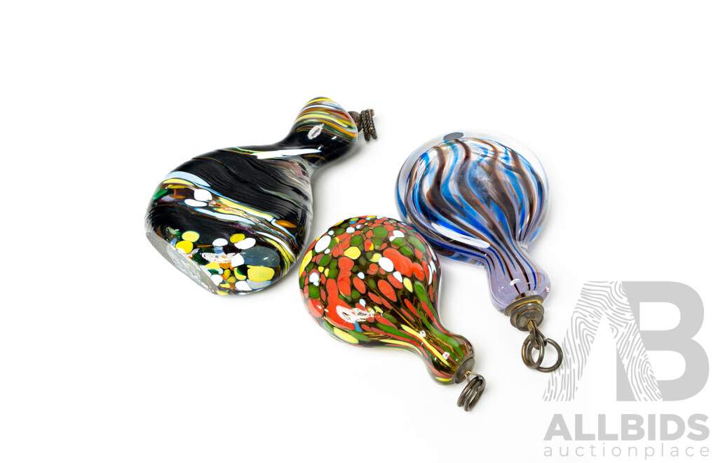 Collection Three Antique German Nuremberg Art Glass Perfume Bottles