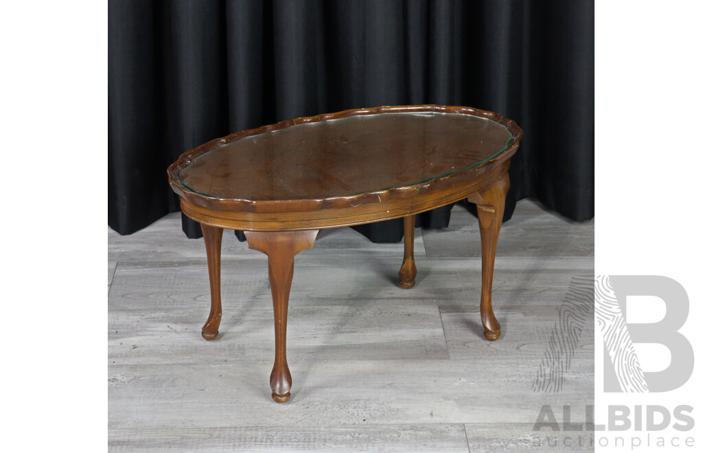 Small Glass Top Coffee Table with Piecrust Edge