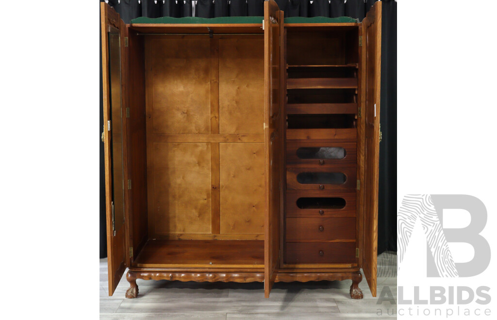 Dutch Colonial Style Stinkwood Three Door Gents Robe