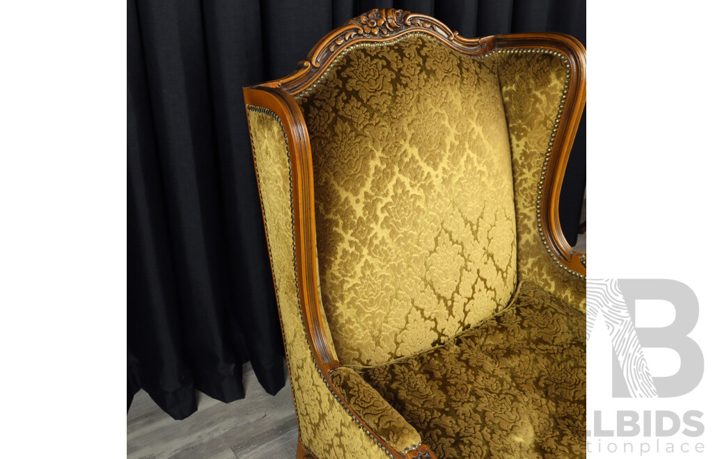 Pair of Elm Framed Wingback Armchairs