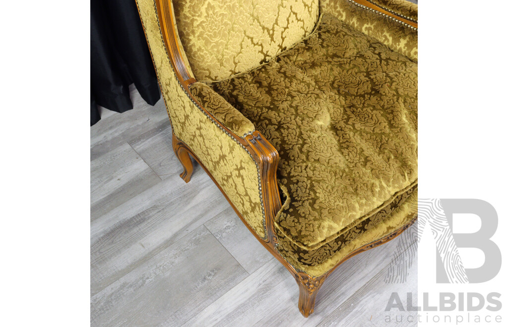 Pair of Elm Framed Wingback Armchairs