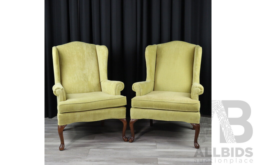 Pair of Upholstered Wingback Armchairs