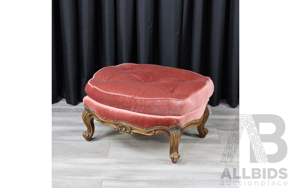 Elm Framed Footstool with Upholstered Top