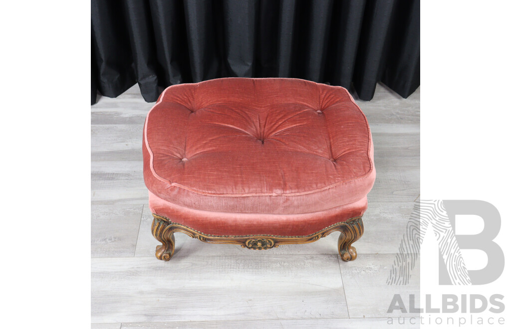 Elm Framed Footstool with Upholstered Top