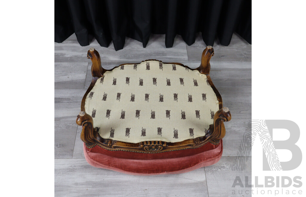 Elm Framed Footstool with Upholstered Top