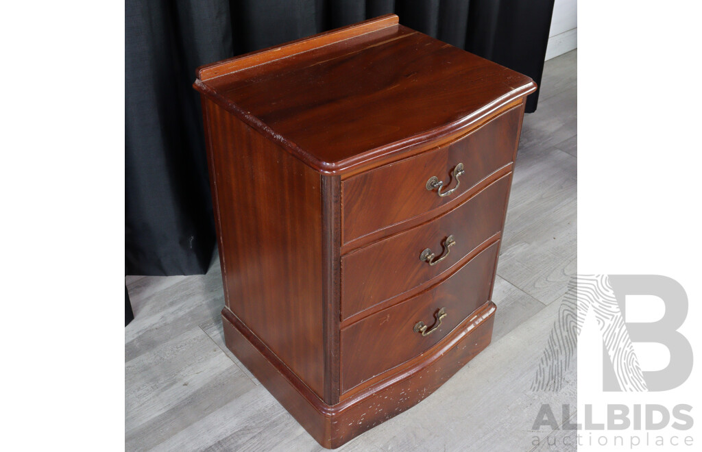 Pair of Serpentine Front Three Drawer Bedside Chests