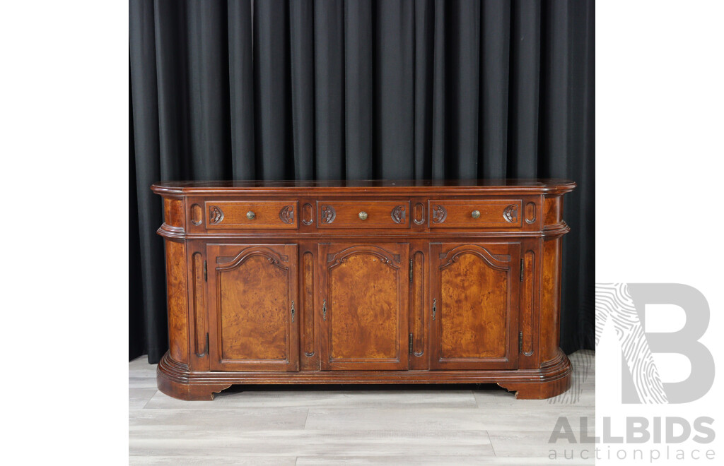 Burr Walnut Three Door Sideboard