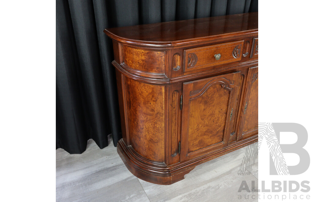 Burr Walnut Three Door Sideboard