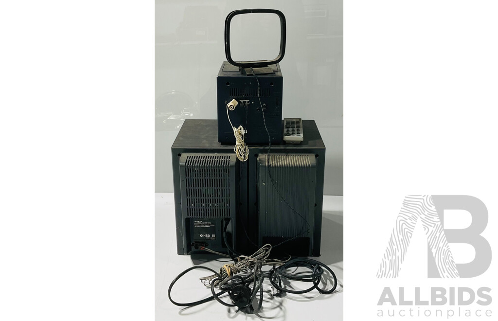 Sony Personal Component System Including Two Speakers, Radio, CD and Cassette System CMT-A70, Remote Control and Operating Instruction Booklet